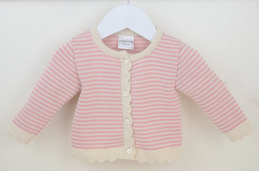 Baby cardigan pink stripes – Pex Pearl collection