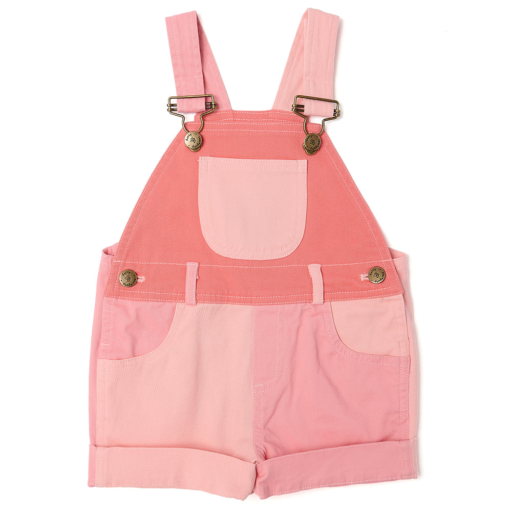 Dotty Dungarees Tonal Colourblock Shorts Dungarees - Pink