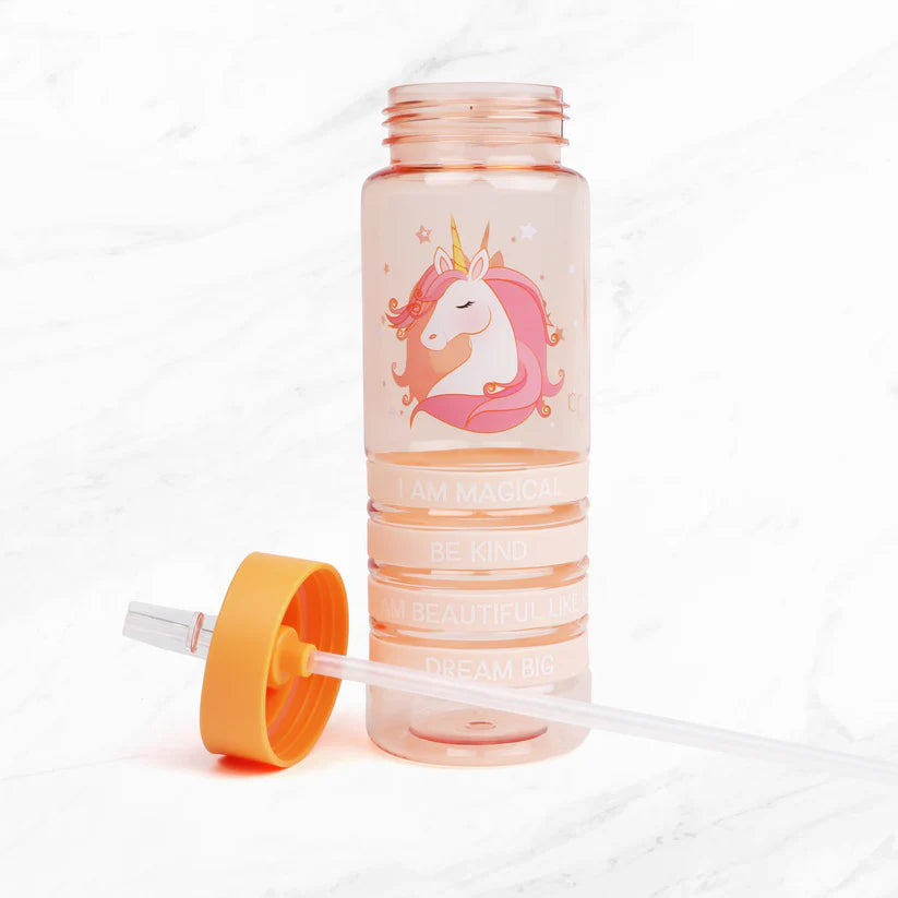 Myga Unicorn Kids Water Bottle 650ml with Positivity Bands