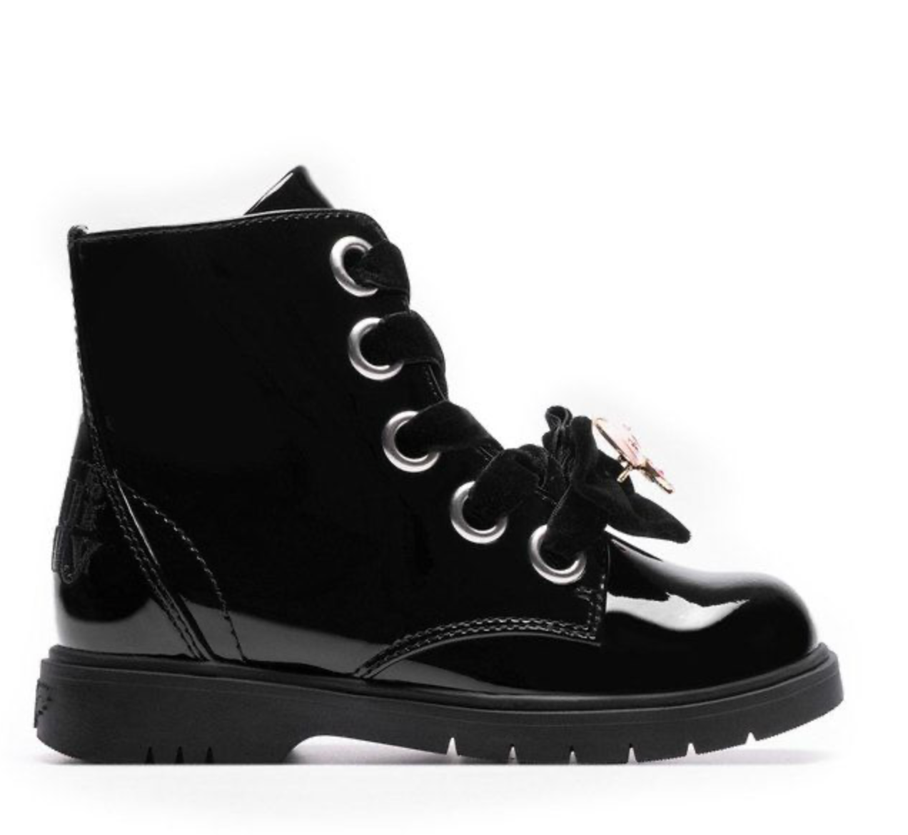 Lelli Kelly Black Patent Girls Boots with Princess Carriage Charm