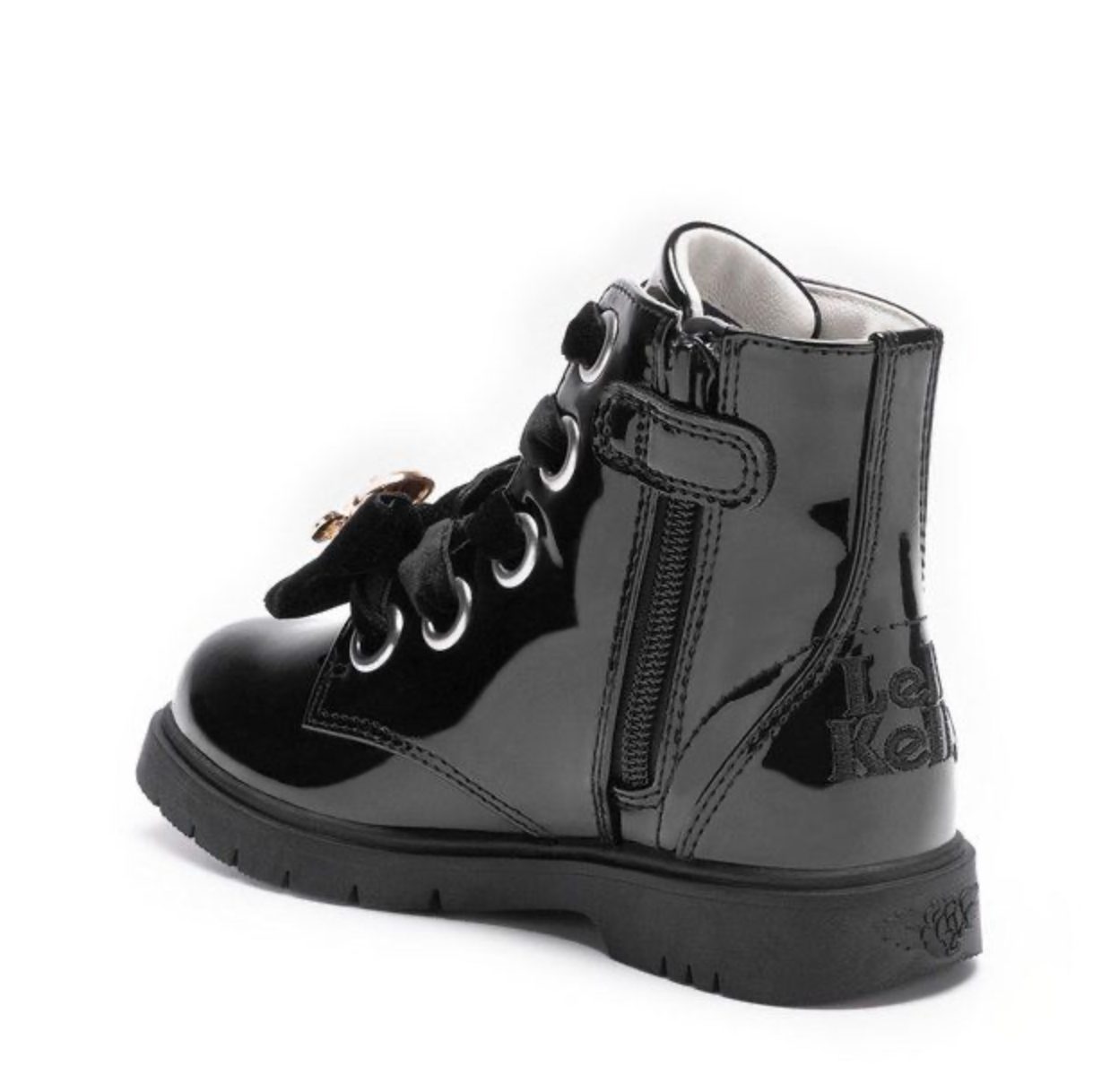 Lelli Kelly Black Patent Girls Boots with Princess Carriage Charm