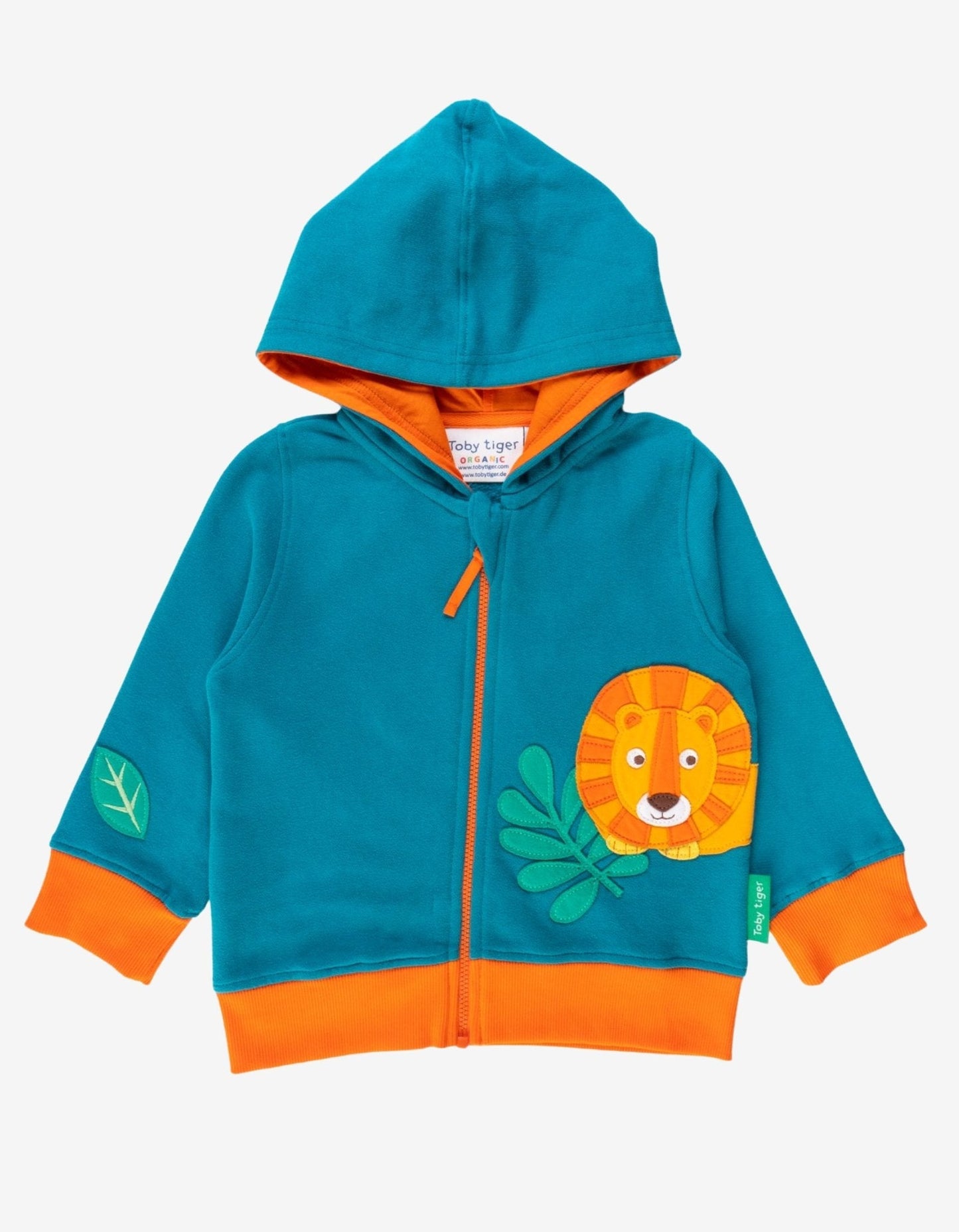 Children's hoodie with lion design on a white background