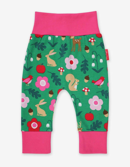 Baby's Toby Tiger leggings with a nature-themed pattern on a white background