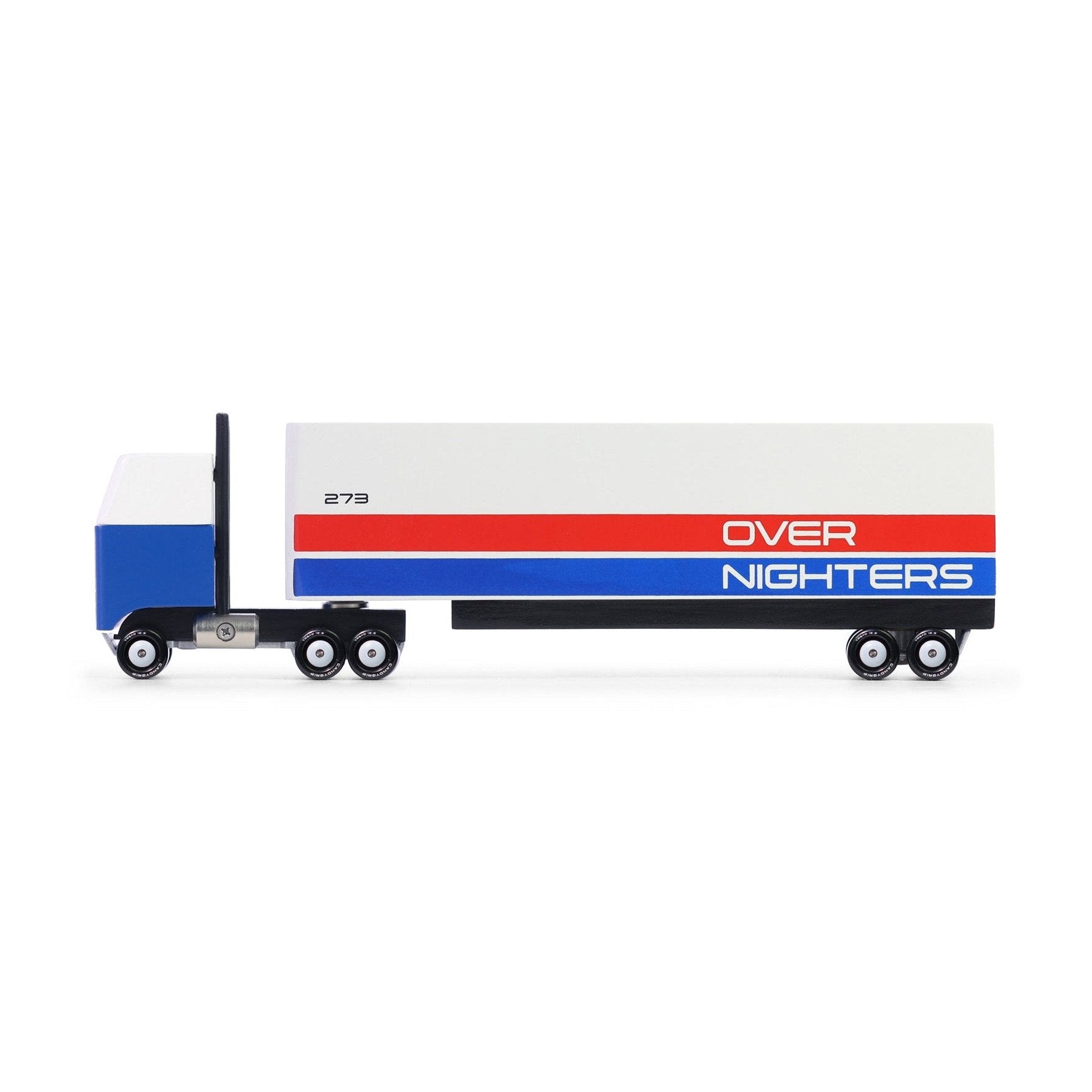 Model truck with 'Over Nighters' branding on a white background
