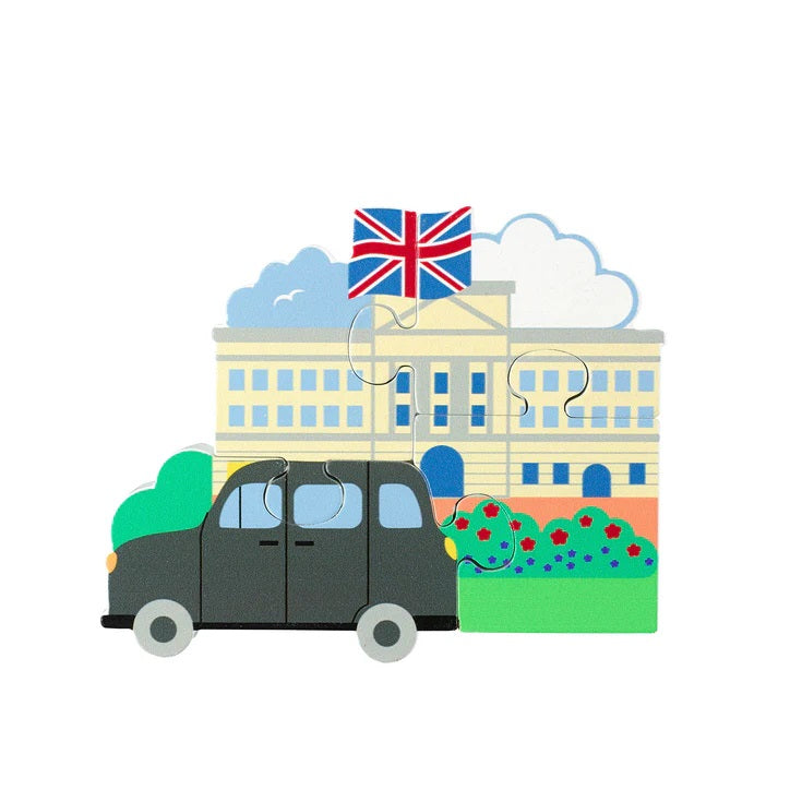 Orange Tree London Taxi and London Eye wooden puzzles – London-themed toys for children