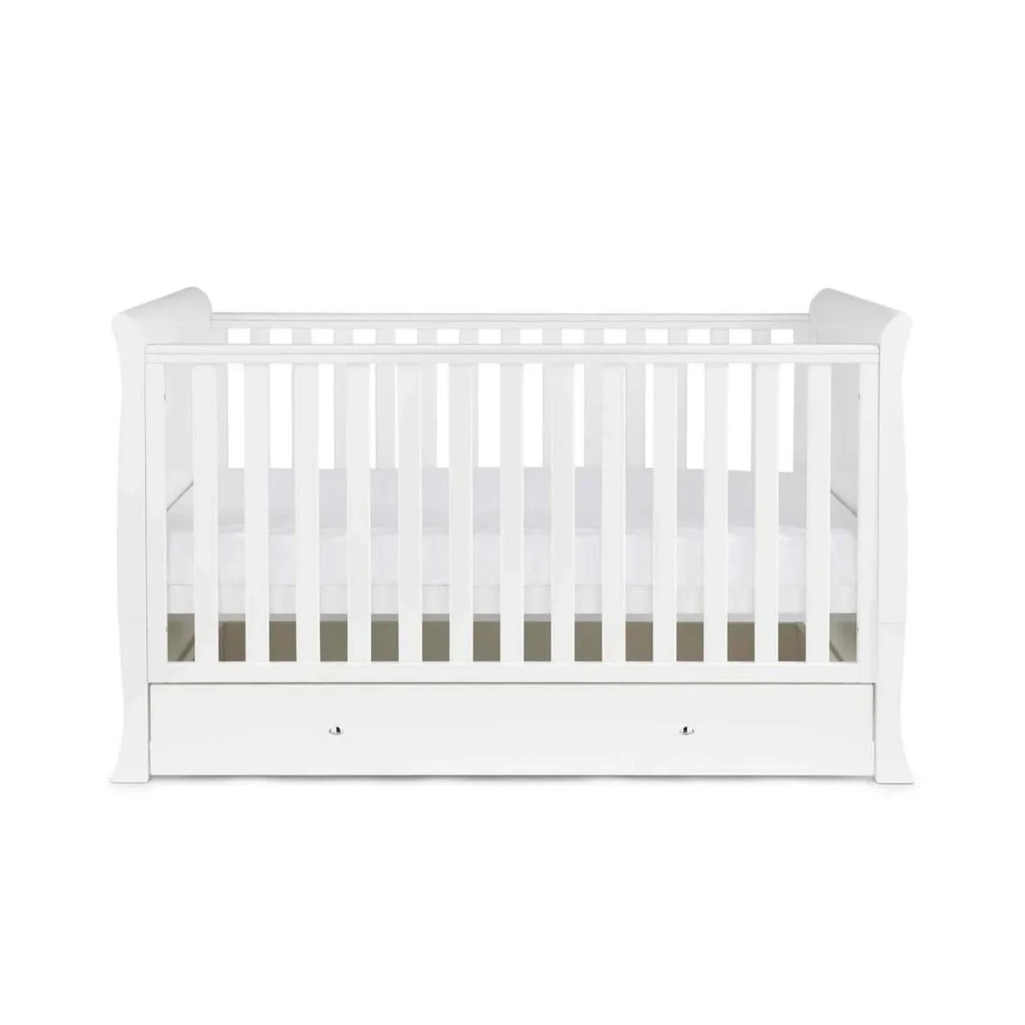 Ickle Bubba Snowdon Classic Cot Bed White - Premium Sprung Mattress