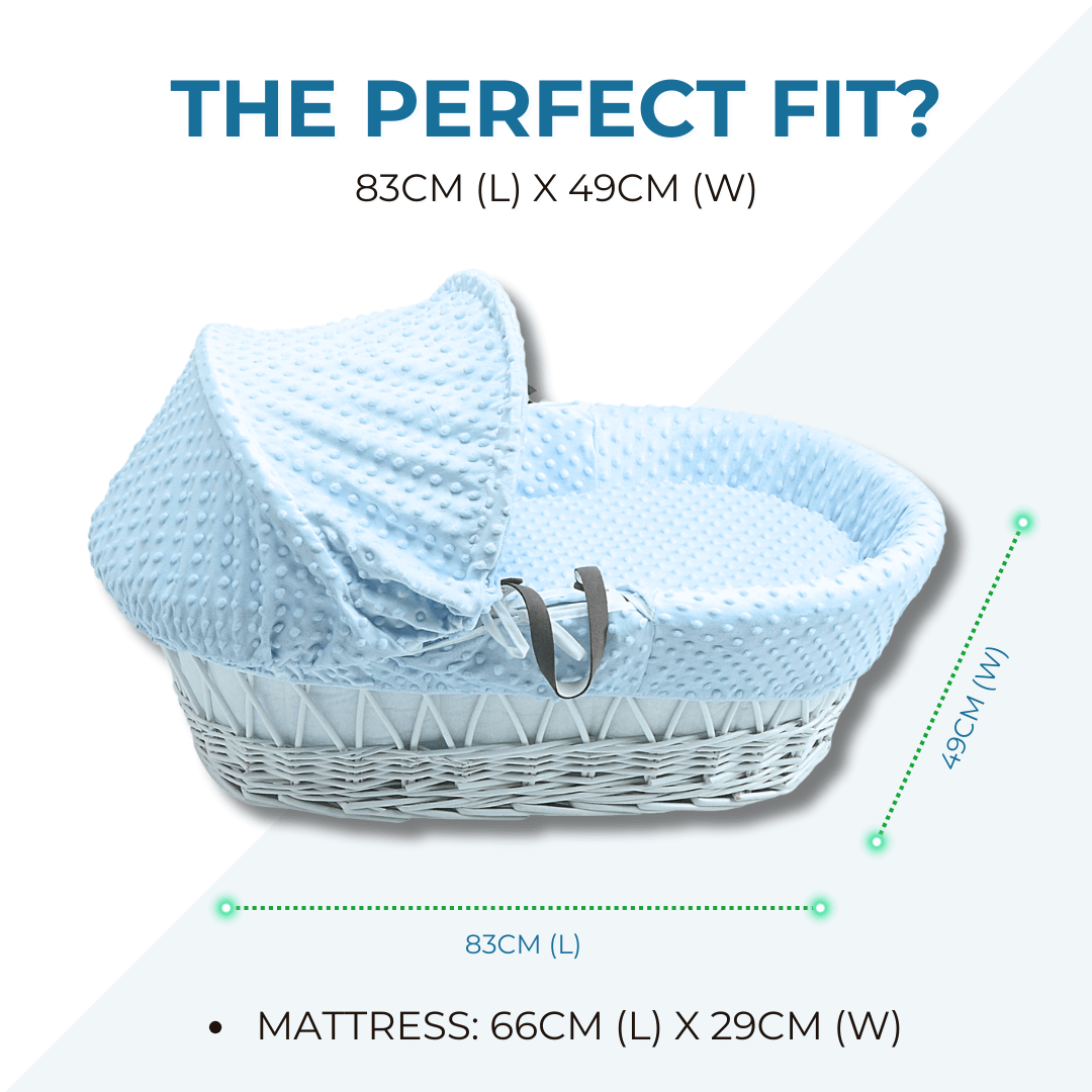 Grey Dimple White Wicker Baby Moses Basket With Stand
