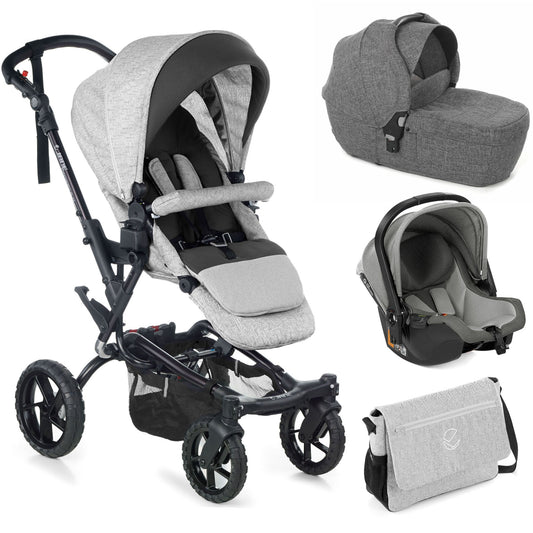 Jané Crosswalk-R All-Terrain Travel System with Carrycot & Koos iSize R1, Tech Mouse / Black Grey