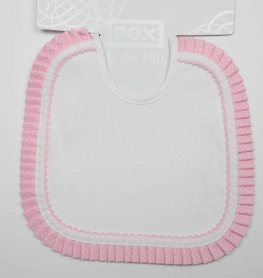 Pink Polka Dot Frill Bib image 0