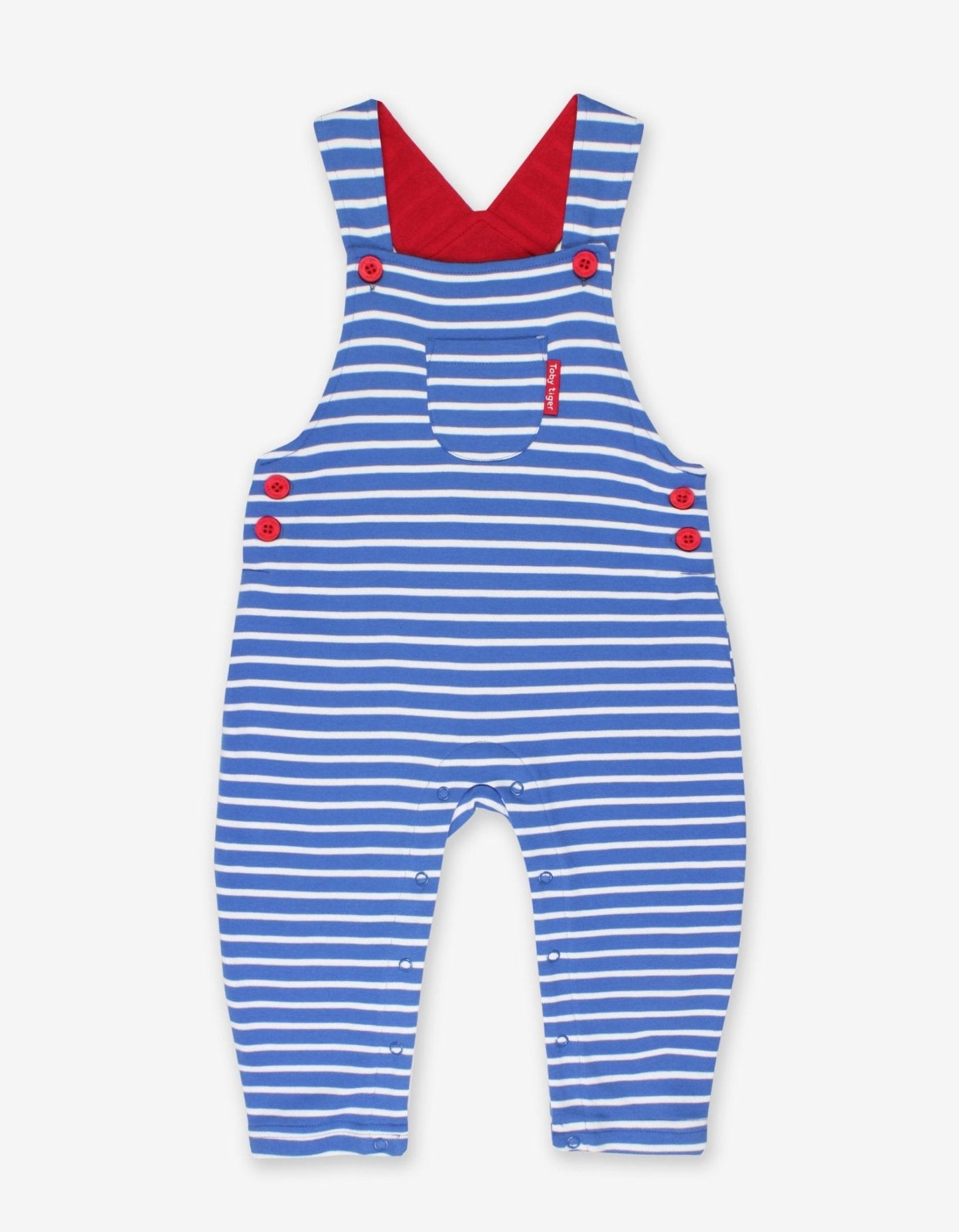 Toby Tiger Organic Blue Breton Stripe Dungarees