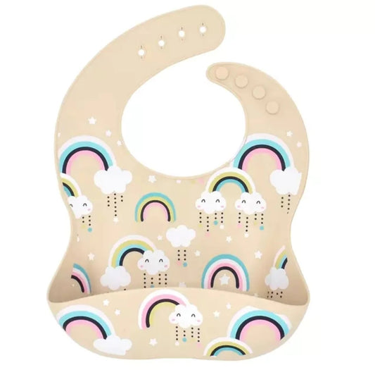 Rammelaartje Rainbows Silicone Bib image 0