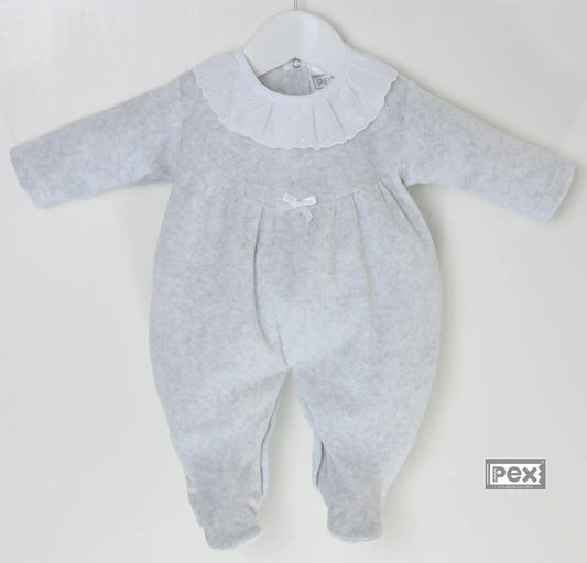 Pex Broderie Lace Collar Sleepsuit- Grey image 0