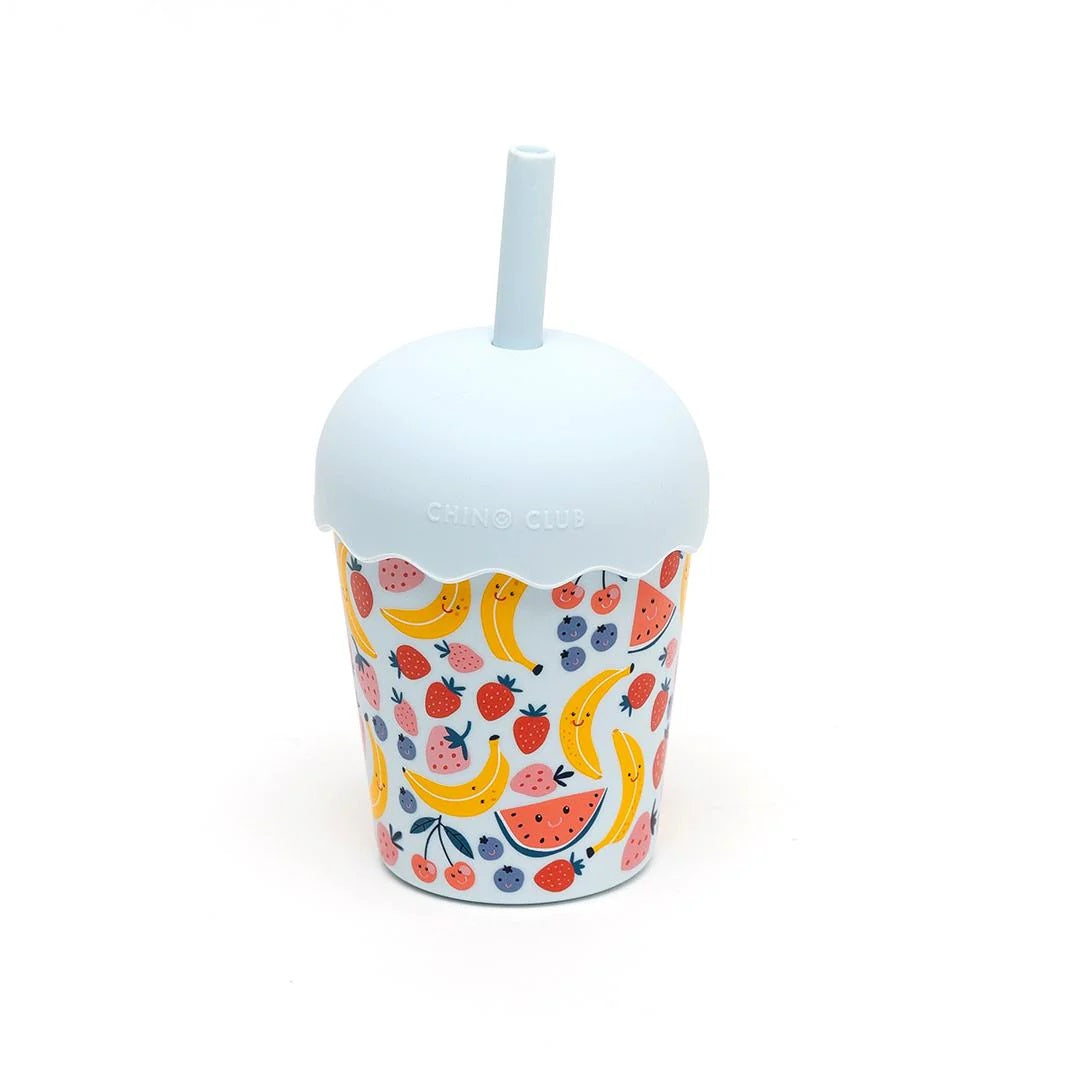 Blue Happy Fruits Mini Toddler Smoothie Cup & Straw 200ml image 2