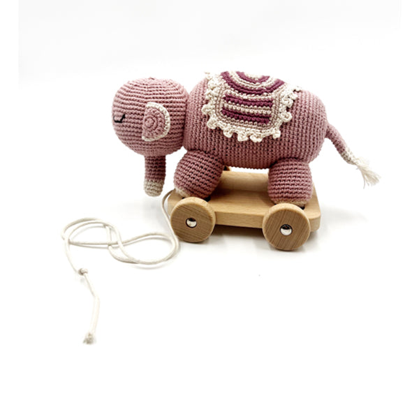 2 in 1 Pull Along Pink Elephant Toy image 0