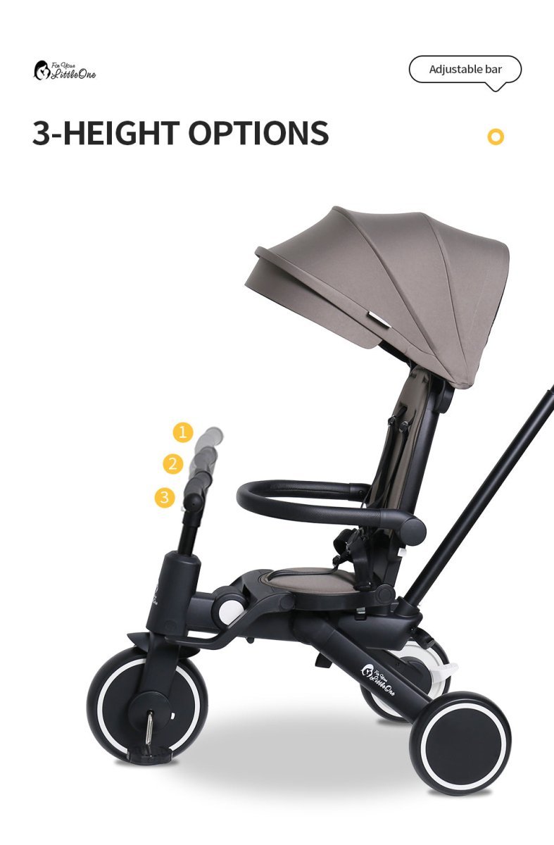 Foryourlittleone Xplor 6 in 1 Foldable Trike - Jet Black (10m-5y)