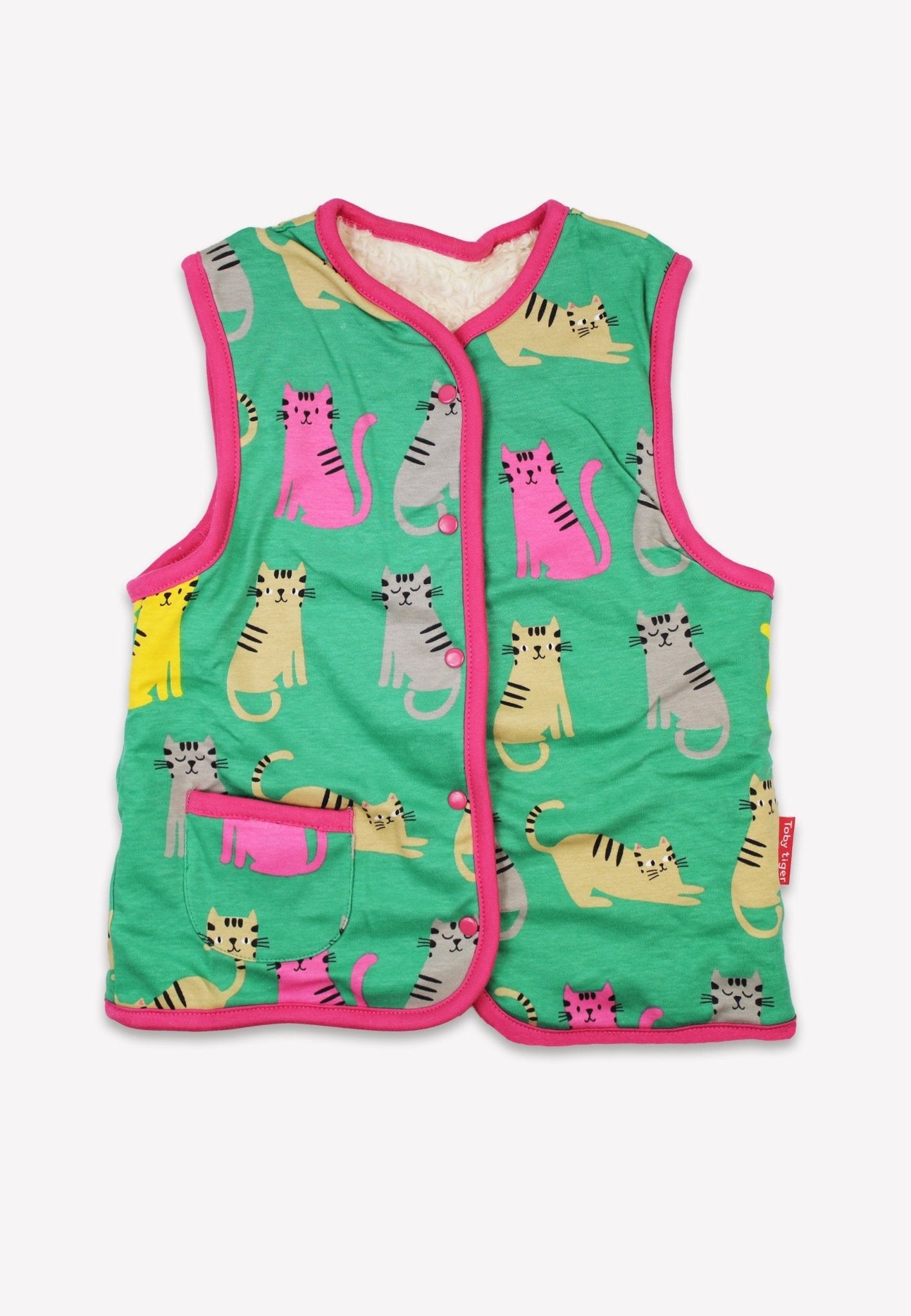 Toby Tiger Organic Kitten Print Reversible Gilet