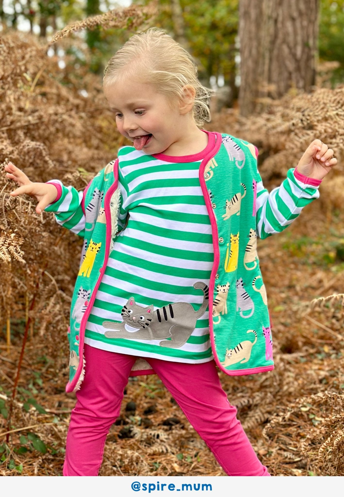 Toby Tiger Organic Kitten Print Reversible Gilet