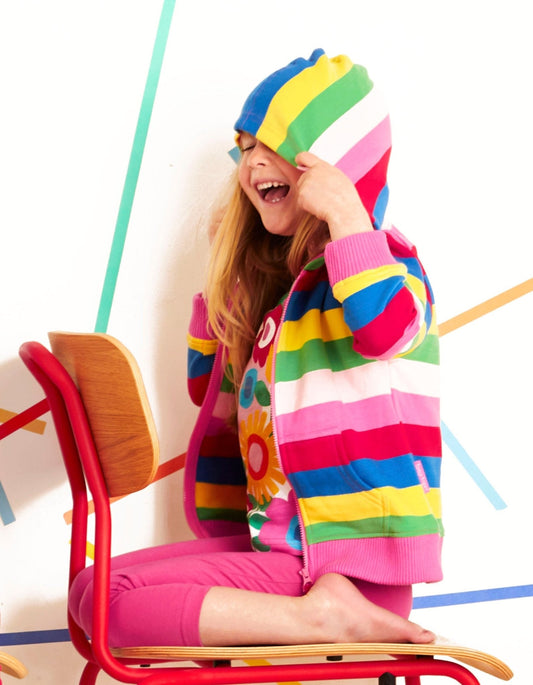 Toby Tiger Organic Pink Multi Stripe Hoodie