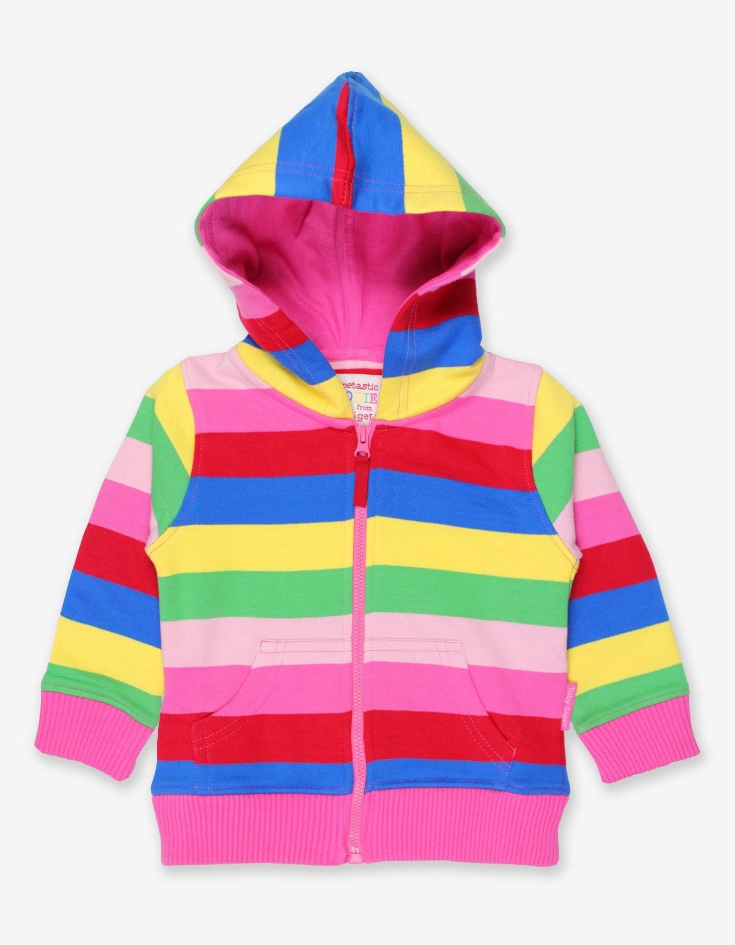 Toby Tiger Organic Pink Multi Stripe Hoodie