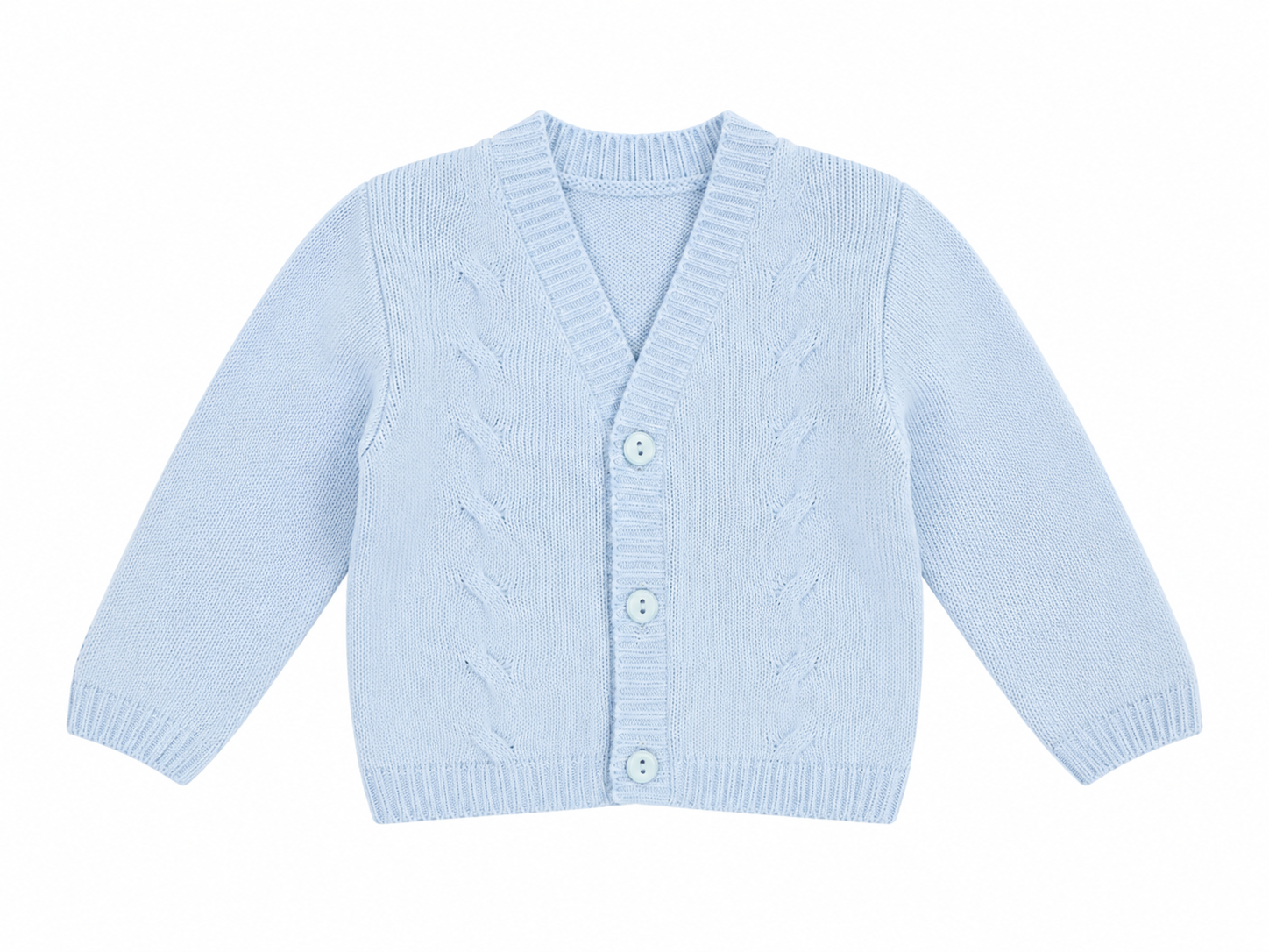 Little Nosh baby boys blue cable knit cardigan
