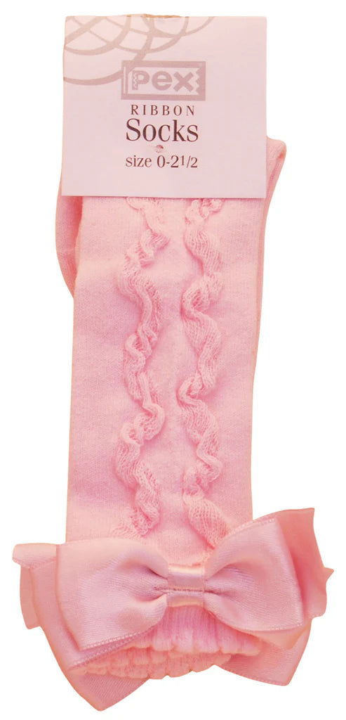 Pink cotton knee high socks for baby and children
