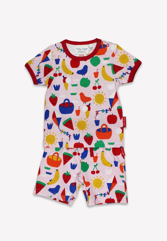 Toby Tiger Organic Picnic Print Short Pyjamas