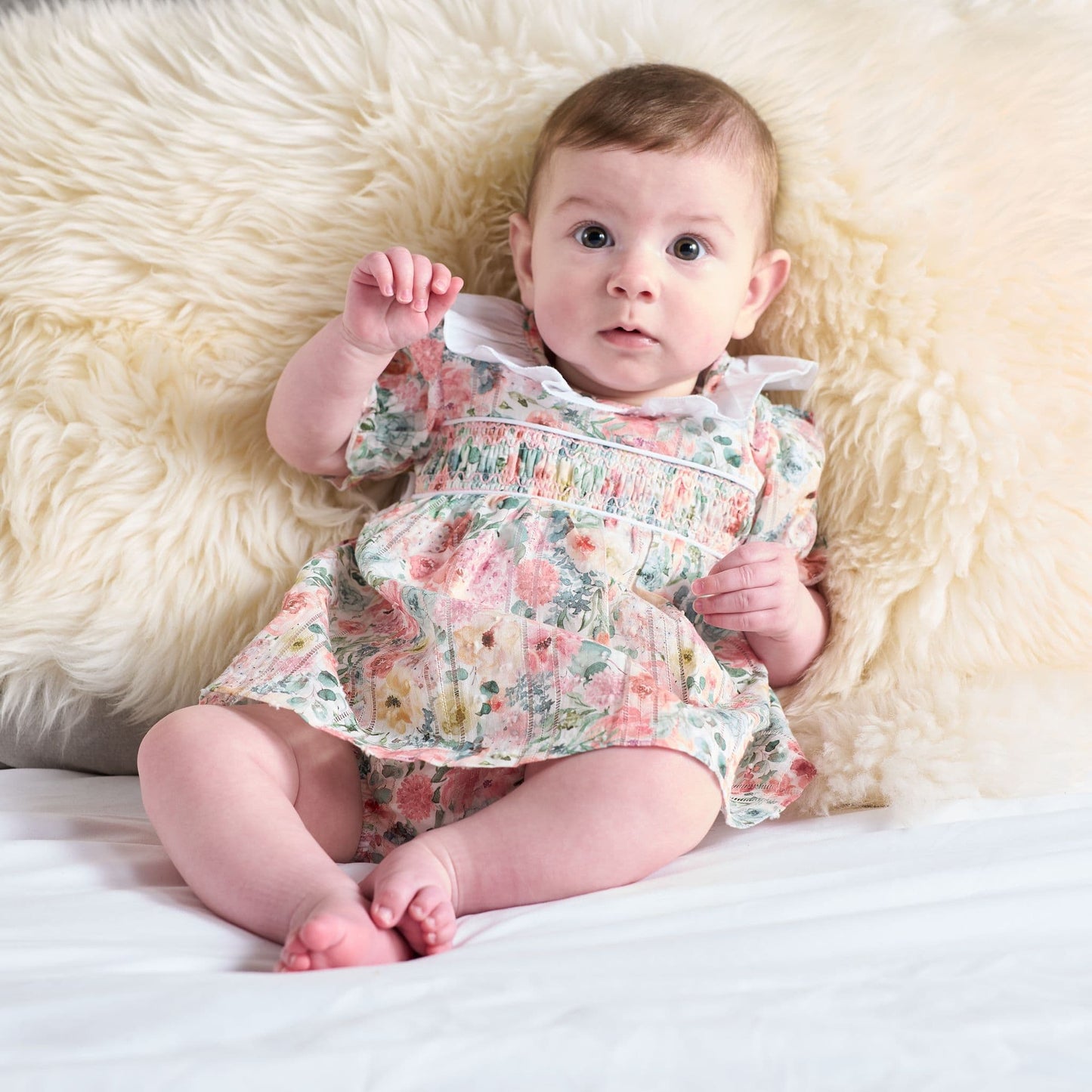 Dandelion Floral Smocked Dress and Bloomers