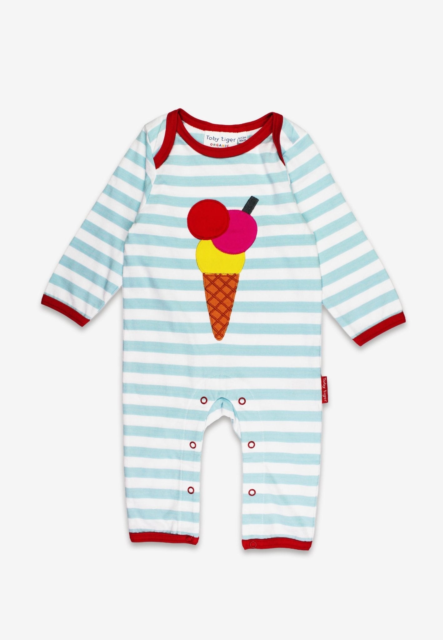 Toby Tiger Organic Ice Cream Applique Sleepsuit