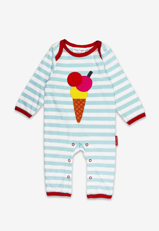 Toby Tiger Organic Ice Cream Applique Sleepsuit