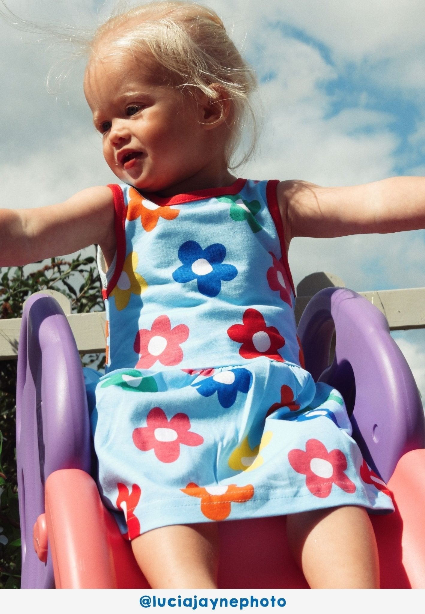 Toby Tiger Organic Rainbow Bloom Print Summer Dress