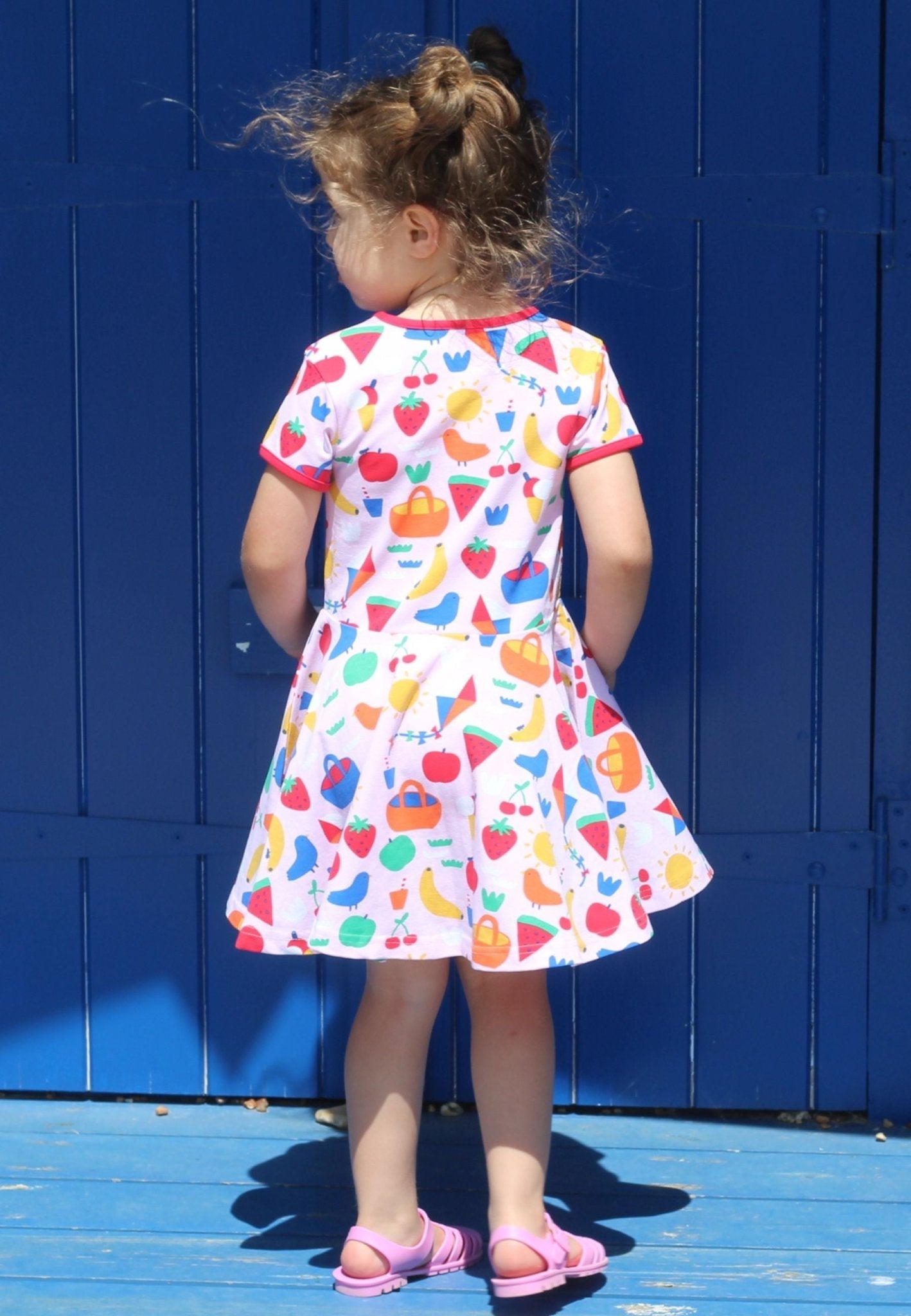 Toby Tiger Organic Picnic Print Short Sleeved Skater Dress