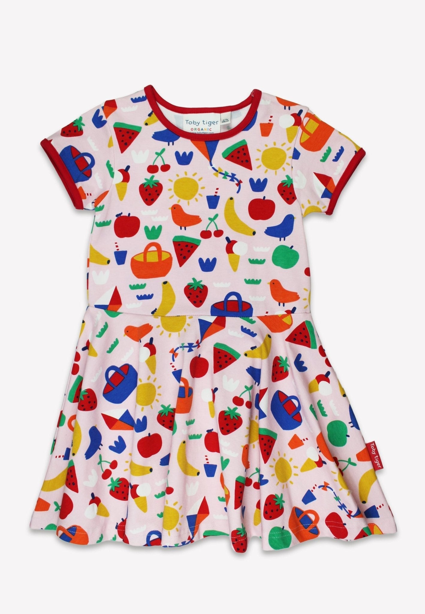 Toby Tiger Organic Picnic Print Short Sleeved Skater Dress
