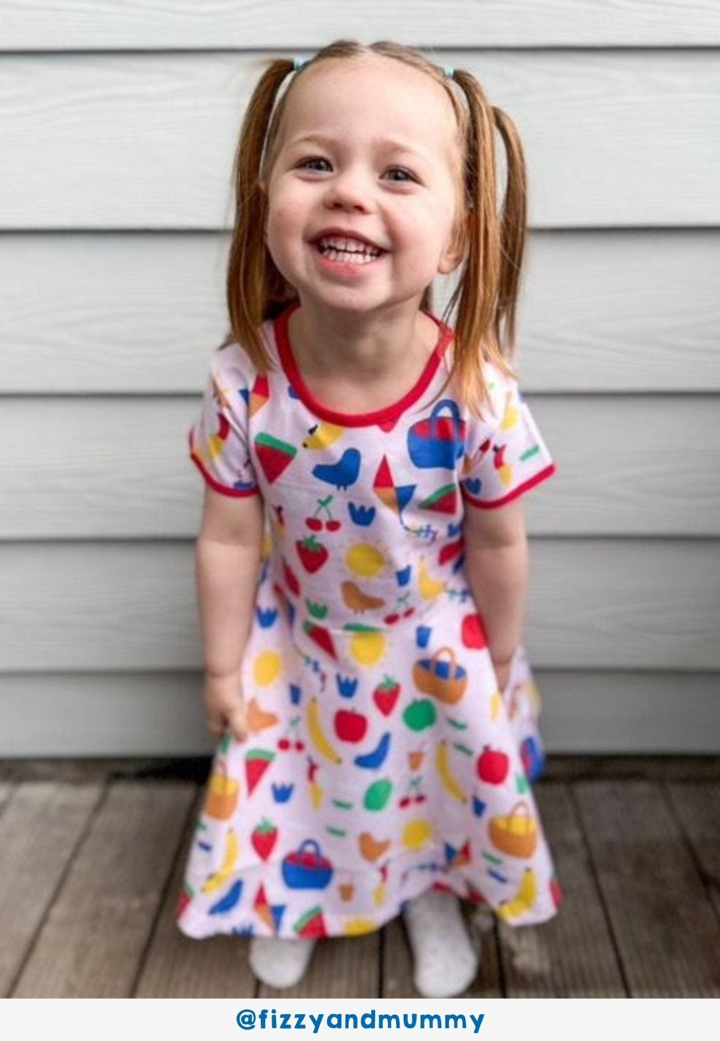 Toby Tiger Organic Picnic Print Short Sleeved Skater Dress