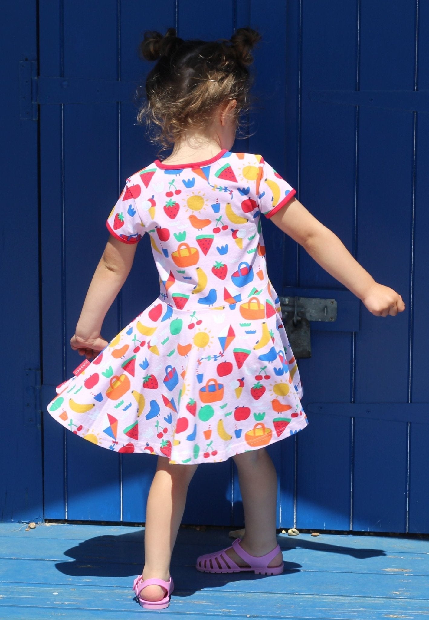 Toby Tiger Organic Picnic Print Short Sleeved Skater Dress