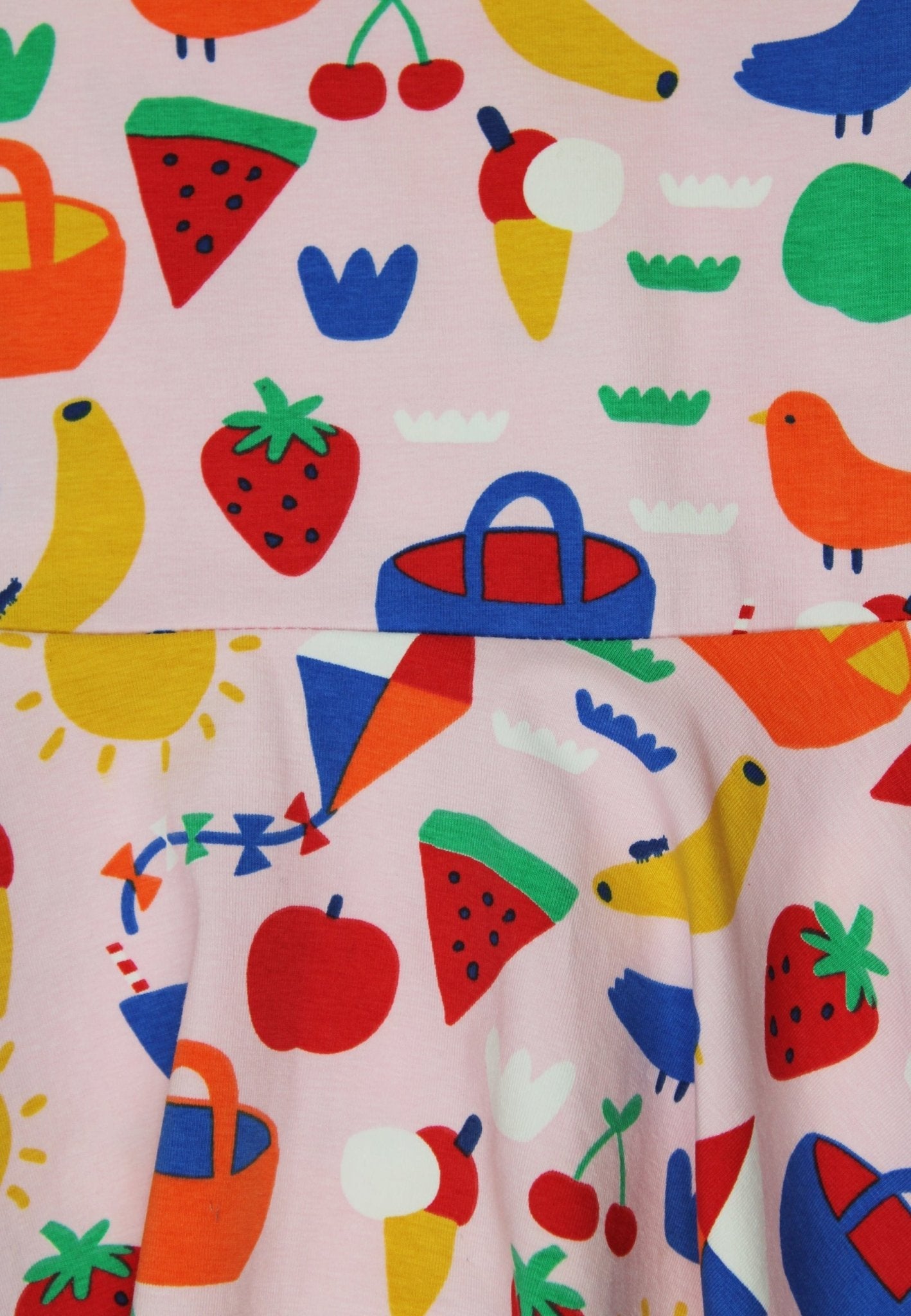 Toby Tiger Organic Picnic Print Short Sleeved Skater Dress