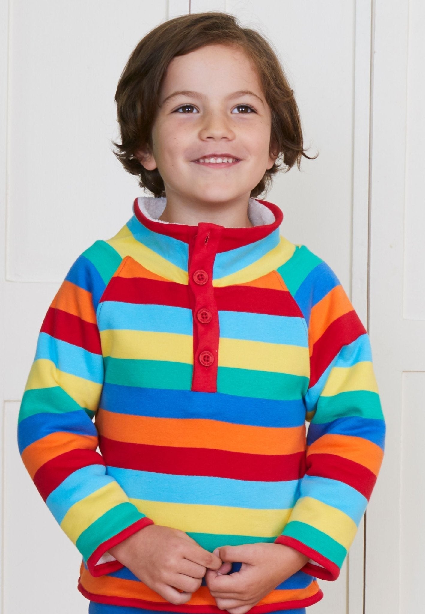 Toby Tiger Organic Multi Stripe Cosy Fleece Sweatshirt