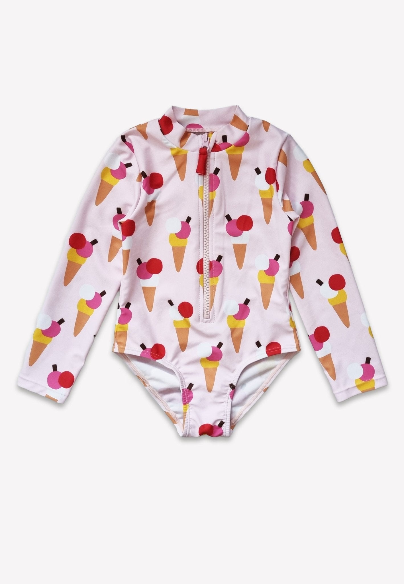 Ice Cream Cones Print Long-Sleeved Kids' Swimsuit