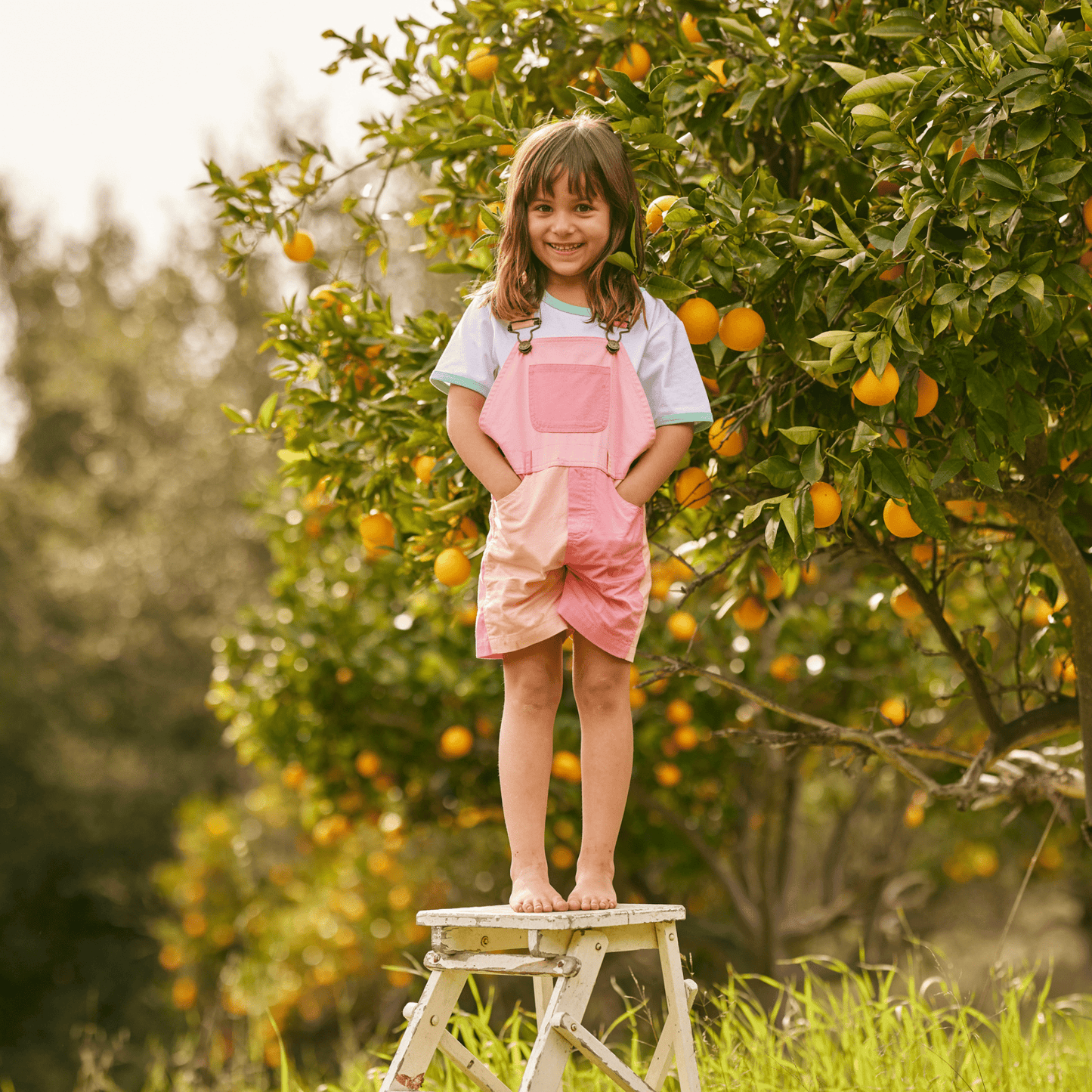 Dotty Dungarees Tonal Colourblock Shorts Dungarees - Pink