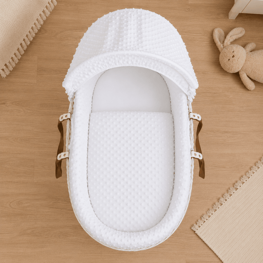 White dimple moses basket bedding